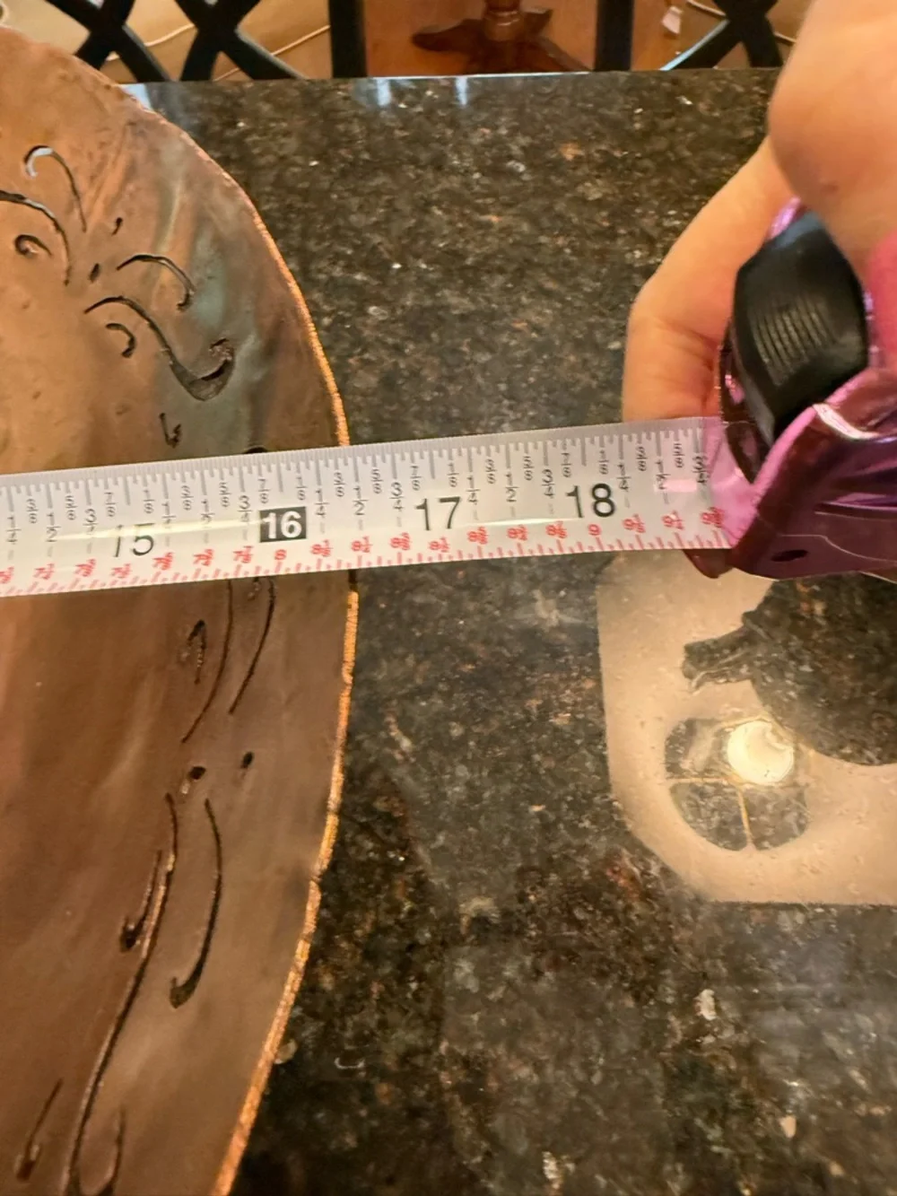 Decorative Hammered Copper Scroll Pedestal Bowl